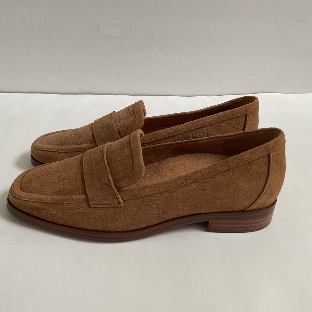 Vionic Sellah Tan Croco Suede Slip-On Arch Supportive Loafer Womens Sz 7.5